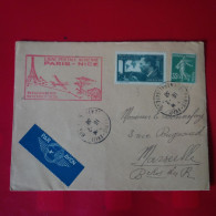 LETTRE PARIS NICE LIGNE AERIENNE PARIS RUE DE CHATEAUDUN POUR MARSEILLE - 1921-1960: Modern Period