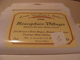 Etiquette De Vin Jamais Collée Wine Label  Weinetikett   1 Etiquettes Beaujolais Villages Bergeron - Beaujolais