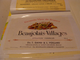 Etiquette De Vin Jamais Collée Wine Label  Weinetikett   1 Etiquettes Beaujolais Villages T David L Foillard - Beaujolais