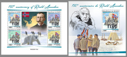 NIGER 2022 MNH Roald Amundsen M/S+S/S - IMPERFORATED - DHQ2331 - Polar Explorers & Famous People