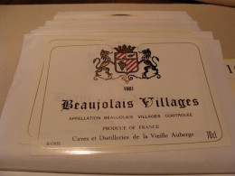 Etiquette De Vin Jamais Collée Wine Label  Weinetikett   1 Etiquettes Beaujolais Villages - Beaujolais