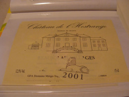 Etiquette De Vin Jamais Collée Wine Label  Weinetikett   1 Etiquettes Beaujolais Villages Chateau De L Hestrange - Beaujolais