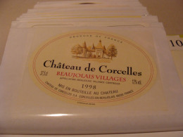 Etiquette De Vin Jamais Collée Wine Label  Weinetikett   1 Etiquettes Beaujolais Villages Chateau De Corcelles - Beaujolais