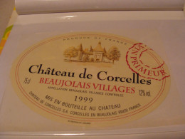 Etiquette De Vin Jamais Collée Wine Label  Weinetikett   1 Etiquettes Beaujolais Villages Chateau De Corcelles - Beaujolais