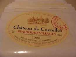 Etiquette De Vin Jamais Collée Wine Label  Weinetikett   1 Etiquettes Beaujolais Villages Chateau De Corcelles - Beaujolais