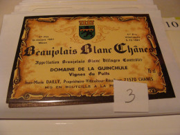 Etiquette De Vin Jamais Collée Wine Label  Weinetikett   1 Etiquettes Beaujolais Villages Dailly Jm - Beaujolais