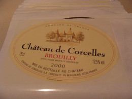 Etiquette De Vin Jamais Collée Wine Label  Weinetikett   1 Etiquettes Beaujolais Brouilly Chateau De Corcelles - Beaujolais