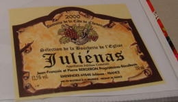 Etiquette De Vin Jamais Collée Wine Label  Weinetikett   1 Etiquettes Beaujolais Julienas Bergeron - Beaujolais