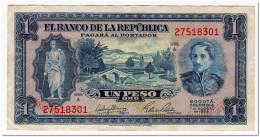 COLOMBIA,1 PESO ORO,1953,P.398,VF - Kolumbien