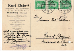 FIRMENKARTE  DILLENBURG   = KURT ELSTE  = TEERPRODUKTE UND DACHPAPPEN    1928         2 SCANS - Dillenburg