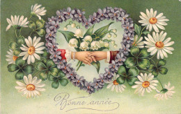 Mille Bons Baisers - Hirondelles Sur Une Branche Fleurie Proche De Leurs Nids - Carte Postale Ancienne - Fleurs