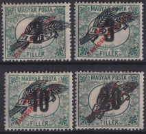 HUNGARY 1920 - MLH - Sc# J70-J73 - Postage Due - Port Dû (Taxe)
