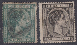 CUBA 1877 - MLH/canceled - Sc# 73, 74 - Kuba (1874-1898)