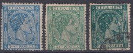 CUBA 1878 - MLH/canceled - Sc# 76, 79, 80 - Cuba (1874-1898)