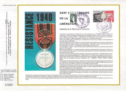 30° ANNIVERSAIRE DE LA LIBéRATION/MéDAILLE RéSISTANCE/  DOCUMENT PHILATéLIQUE  /P.J 23.11.1974/ 08/09.11 1980 - De Gaulle (Général)