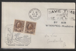 1930, First Flight Cover, Wiinipeg-Medicine Hat - First Flight Covers