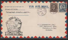 1934, First Flight Cover, Telegraph Creek-Atlin - Primeros Vuelos