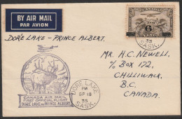 1935, First Flight Cover, Dore Lake-Prince Albert - First Flight Covers