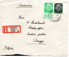 59151 - Deutsches Reich - 1937 - 50Pfg Hindenburg MiF A R-Bf FRANKFURT -> Belgien - Lettres & Documents