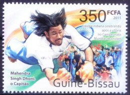 Guinea Bissau 2011 MNH, Cricket WC, India Captain Dhoni, Flags, Sports - Cricket