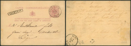 EP Au Type 5ctm Mauve Obl Ambulant "Ouest 3" (3 Plat ! 1878) + Griffe Encadrée COURTRAY > Liège - Ambulantes