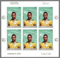 Manama / Ajman 1968 Pelé Santos Football Soccer Calcio Sheetlet Of 6 IMPERF Stamps MNH** Very Rare - Clubs Mythiques