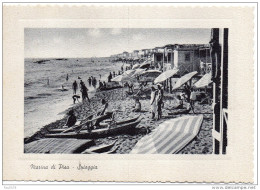 Toscana-pisa-marina Di Pisa Veduta Spiaggia Animata Bagnanti Cabine Ombrelloni Pattini Anni 50 - Autres & Non Classés