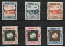 Eritrea 1934 Posta Aerea Serie Completa Francobolli Mostra D'arte (s.47 Sassone 6 Valori Lievi Tracce Linguella ) - Eritrea