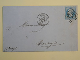 BX11 FRANCE  BELLE  LETTRE  ENV. 1864 ORLEANS A MONTARGIS   + N°22 GC   +AFF. INTERESSANT +++ - 1862 Napoleone III