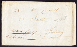1831 Briefumschlag Mit Inhalt An Das Conseil Du Santé In Fribourg. Stabstempel ROMONT - ...-1845 Préphilatélie