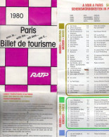 Cartes Routière, Plan De Métro PARIS, Billet De Tourisme, Général Et Centre, édition RATP 1980 - Europa