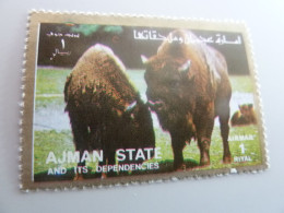 Ajman State And Its Dependencies - Bisons - 1 Riyal - Air Mail - Polychrome - Oblitéré - 1972 - - Koeien