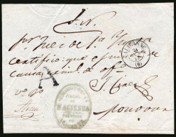 Alicante - 1858 - Frontal Mat Fech. Tp. II "Alicante" + Marca Negra "A" + "Promotoría Fiscal...." - Usados