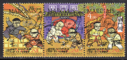 Macau 1997 Martial Arts Set Of 3 In S-t Strip CTO Used - Usados
