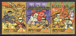 Macau 1997 Martial Arts Set Of 3 In S-t Strip CTO Used - Gebraucht