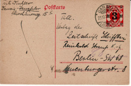 DANZIG 1922  POSTCARD SENT FROM DANZIG / GDAŃSK /  TO BERLIN - Entiers Postaux