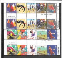 GB London 2009/2011 OLYMPIC COMMEMORATIVES -  6 SE-TENANT STRIPS As GUTTER PAIRS - See Scan - Unused Stamps