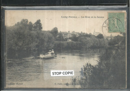 08-2023 - AIR150/1388 - SOMME - 80 - LONG Près AILLY LE HAUT CLOCHER - 600 Hab - Les Rives De La Somme Barque Et 2 Femme - Ailly Le Haut Clocher