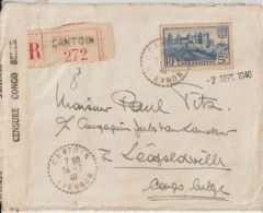 1940 - SEUL SUR LETTRE RECO CENSURE CONGO BELGE ! De CANTOIN (AVEYRON) ! => LEOPOLDVILLE - Briefe U. Dokumente