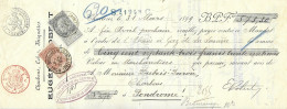 Quittance. Chèque. 1899 Eugène Robert Namur La Louvière Bruxelles Pondrôme - 1800 – 1899