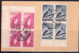 Jugoslawien 1949 - Skispringen In Planica, FDC Mit Nr. 570 + 571 Im 4er-Block Auf PK - FDC