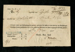 "BADEN" 1851, Postschein "Grossh. Bad. Post", Blauer L1 "ETTENHEIM" (18995) - Briefe U. Dokumente