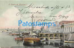 210954 PARAGUAY ASUNCION EL PUERTO PORT & SHIP CIRCULATED TO ARGENTINA POSTAL POSTCARD - Paraguay