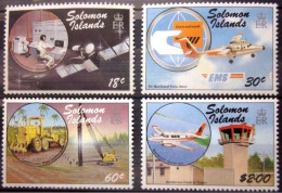 1987 Solomon Islands  663-666 Satellite, Airplanes - Oceania