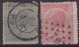 BELGIUM 1867 - Canceled - Sc# 18, 21 - 1865-1866 Perfil Izquierdo