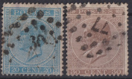 BELGIUM 1867 - Canceled - Sc# 19b, 20a - 1865-1866 Linksprofil