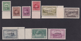 Canada, Scott O1-O10 (SG O162-O170), MNH - Aufdrucksausgaben