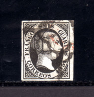 6041-ESPAÑA-SPAIN-ESPAGNE-SPANIEN.1851.ISABEL II.Edifil Nº 6. Stamp USED. Sello Usado.RED Stamped. Matasellos ROJO. - Usados