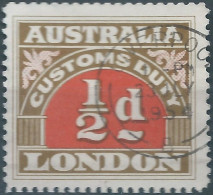 AUSTRALIA,1954 Customs Duty - Revenue Stamp Tax Fiscal 1/2d - LONDON  ,Obliterated - Fiscaux
