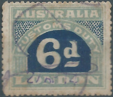 AUSTRALIA,1914 Customs Duty - Revenue Stamp Tax Fiscal 6d - LONDON - Obliterated ,Rare! - Fiscale Zegels